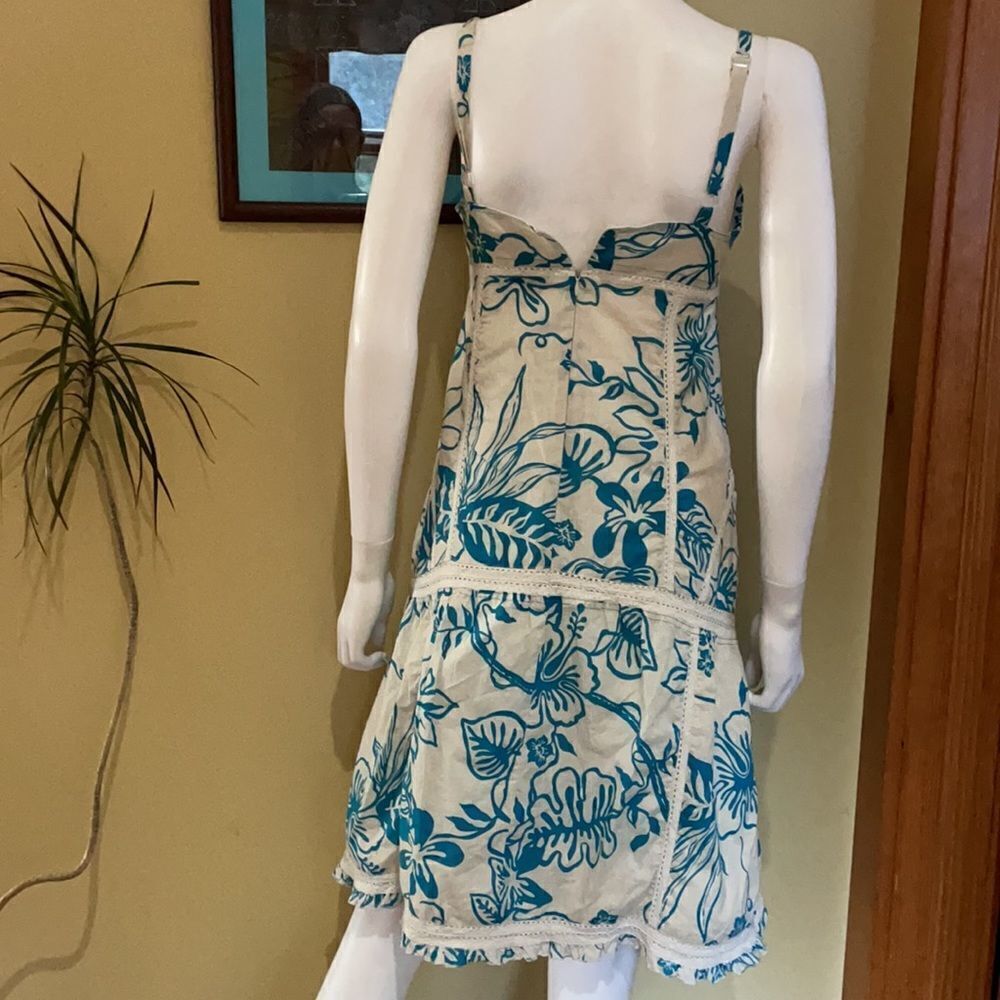 Kenzie Lined Turquoise Floral Summer Dress Sz 6 - Picture 4 of 7